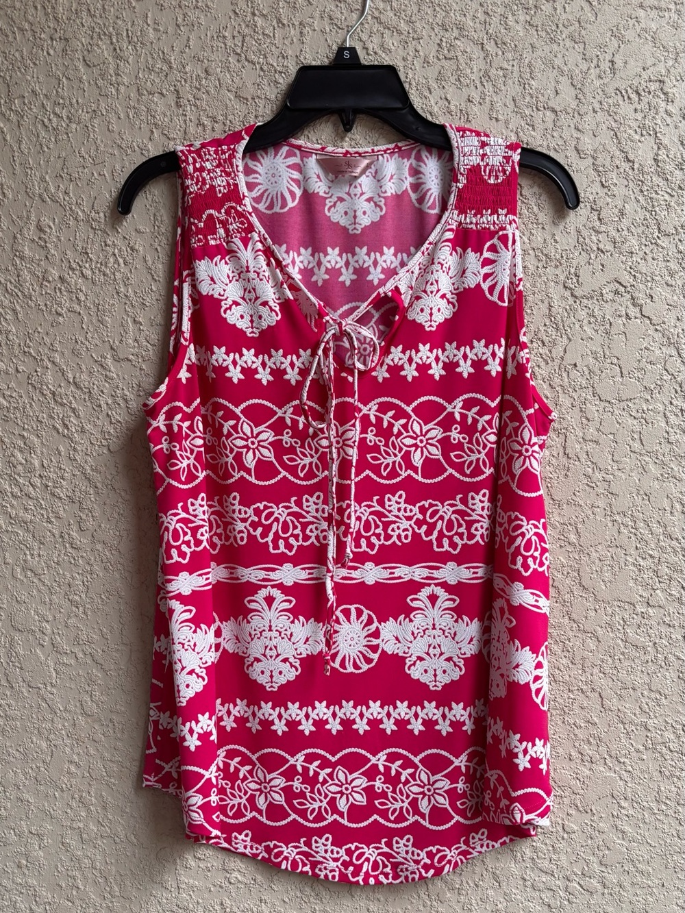 SJS Pink and White Tie-Neck Sleeveless Camisole